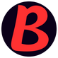 Stylized red letter 'B' on a dark circular background, representing brand identity and design.