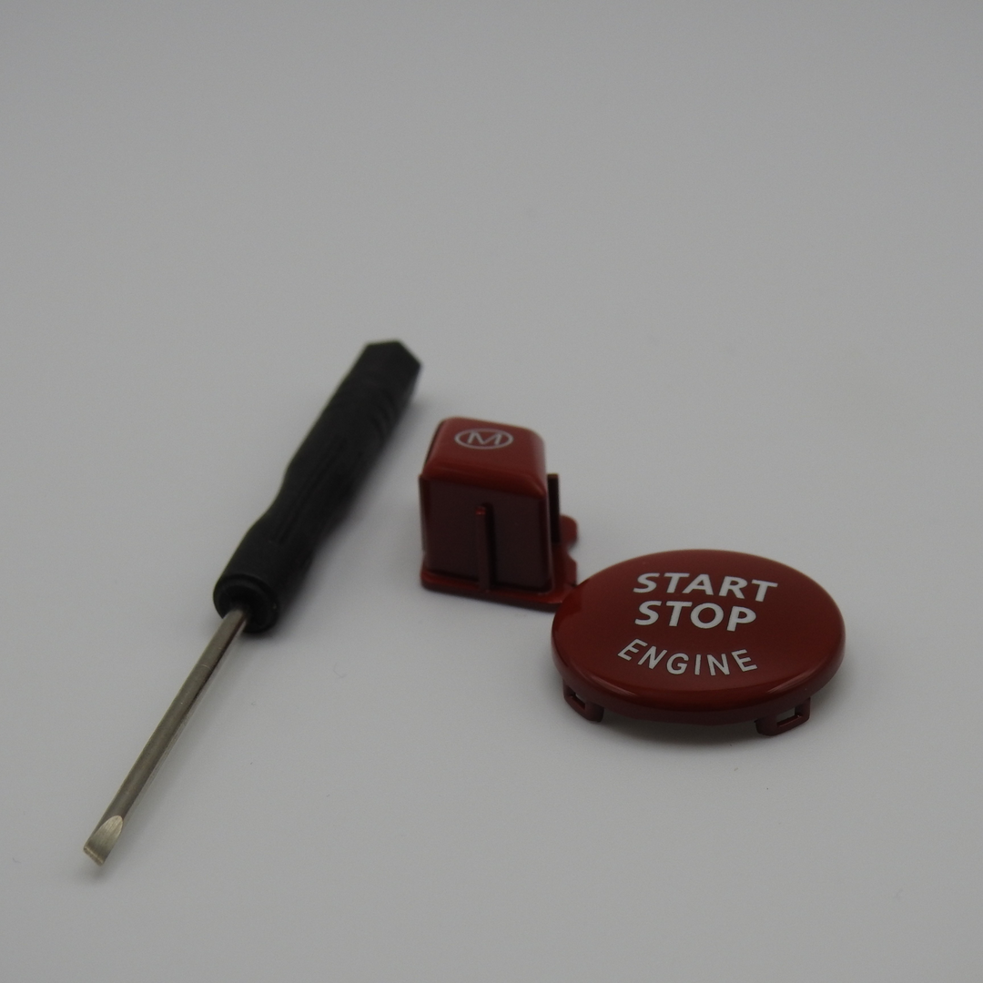 Start-stop button cover and multifunction button in red and blue for E90, E91, E92, E93