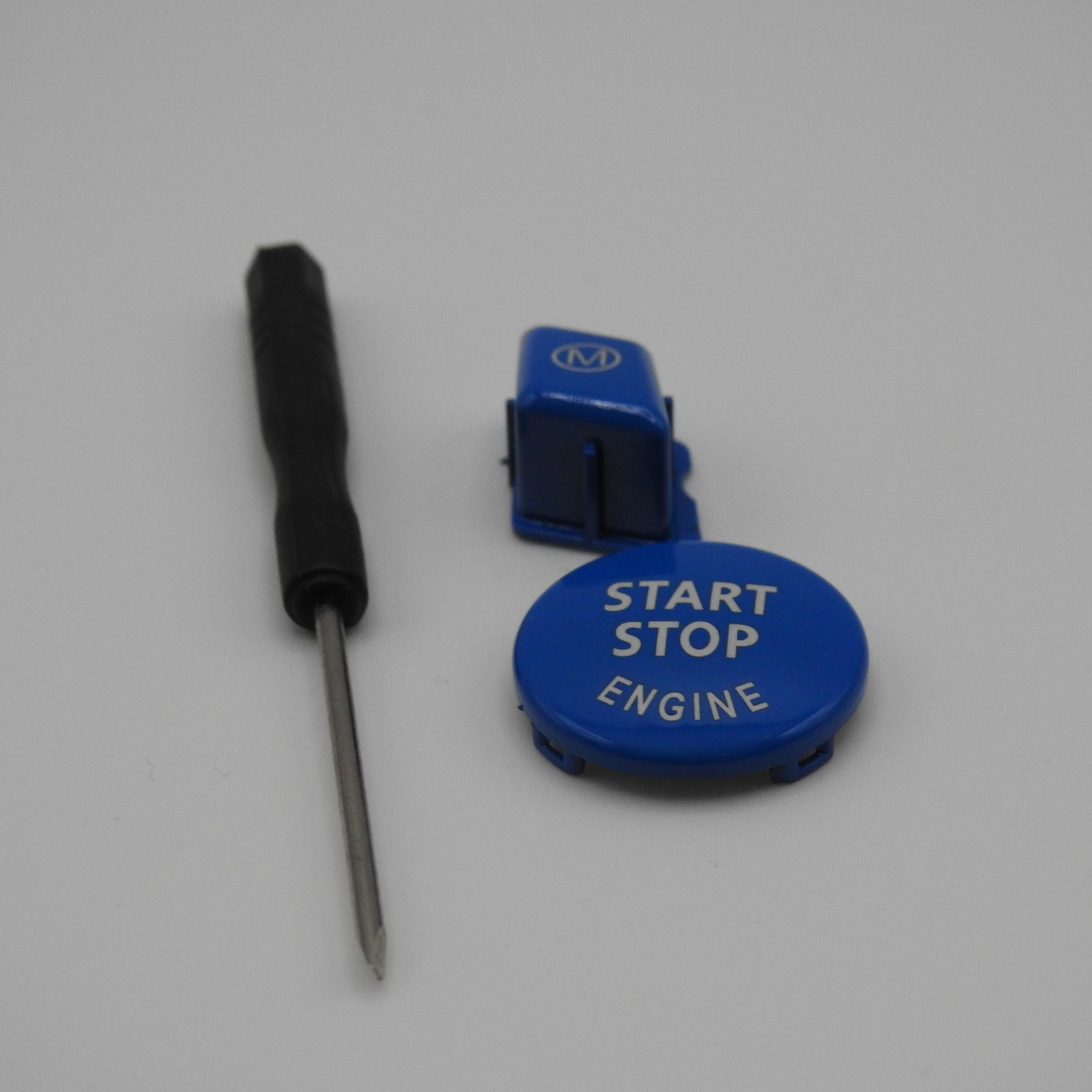 Start-stop button cover and multifunction button in red and blue for E90, E91, E92, E93